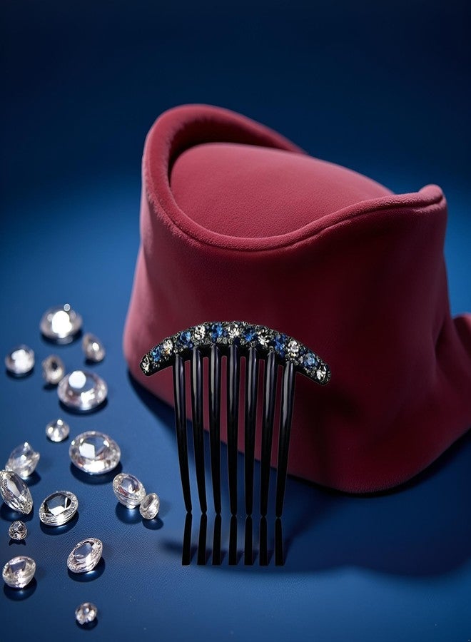 Sluswallow Blue Simple Minority Women Temperament Fashion Design All-Match Rhinestone Hair Comb Korean Style Headwear Accessories Seven-Tooth Comb,Hair Accessories - Image 2